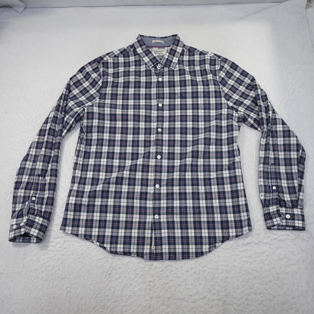 Penguin Heritage Slim Fit Button Up Shirt Plaid Long Sleeve Mens Size Large - Picture 6 of 11